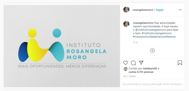 Publicação de Rosângela Moro no Instagram