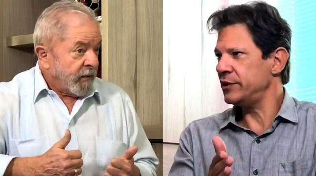 Fotomontagem: O ex-presidente Lula e Fernando Haddad.