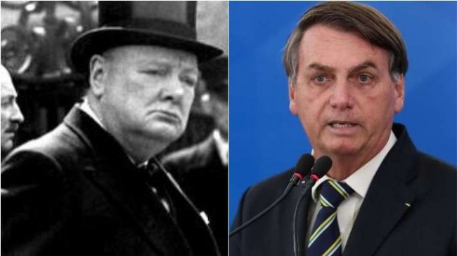 Fotomontagem: Winston Churchill e Jair Bolsonaro