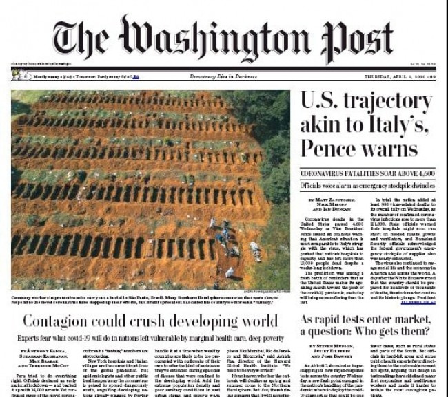 Capa do Jornal americano The Washington Post