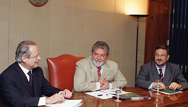 José Dirceu, Lula e Palocci, na 1ª gestão do PT