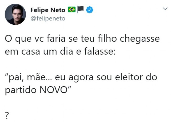 Publicação de Felipe Neto no Twitter