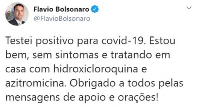 Publicação de Flávio Bolsonaro no Twitter