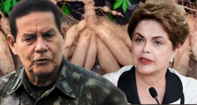 Fotomontagem: General Hamilton Mourão e Dilma Rousseff