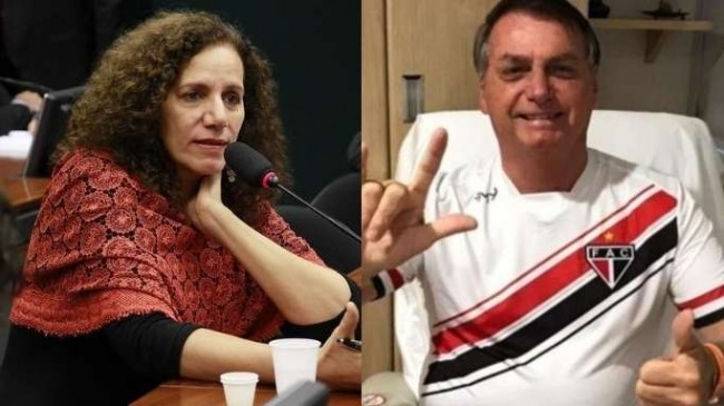 Fotomontagem: Jandira Feghali e Jair Bolsonaro