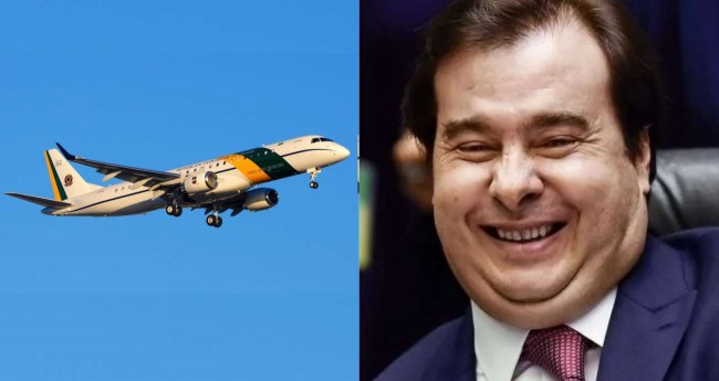 Rodrigo Maia e avião da FAB - Fotomontagem