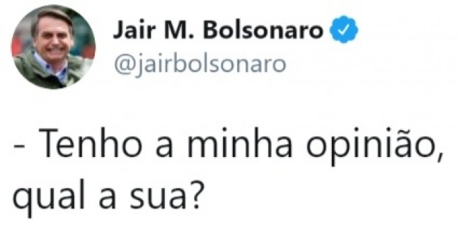 Publicação de Jair Bolsonaro no Twitter