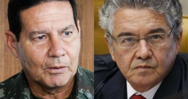 Fotomontagem: General Hamilton Mourão e Marco Aurélio Mello