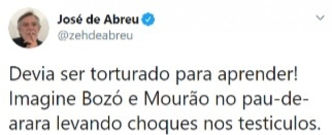 Publicação de José de Abreu no Twitter