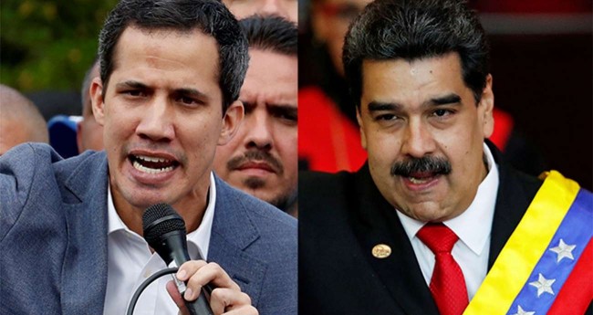 Fotomontagem: Juan Guaidó e Nicolás Maduro