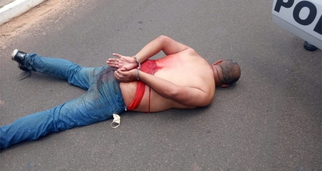 Detento levou facada nas costas durante tentativa de estupro e foi preso em Pompeia — Foto: João Trentini/Divulgação