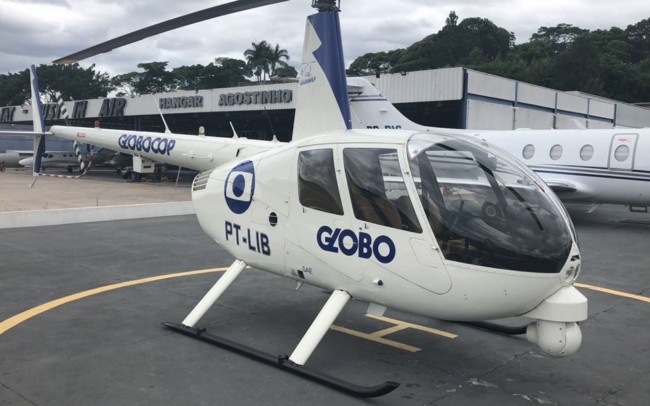 Imagem do Robinson R44 usado pela Globo MG