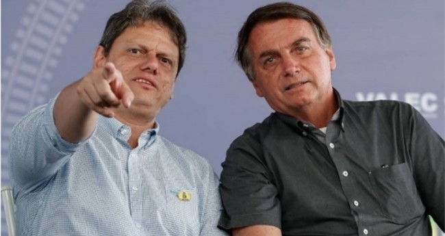 Ministro da Infraestrutura, Tarcísio Gomes de Freitas, ao lado do presidente Jair Bolsonaro - Foto: Alan Santos/PR