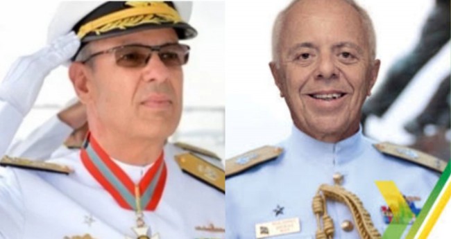 Ministro das Minas e Energia Almirante Bento de Albuquerque e o Presidente da Nuclebras, Contra-Almirante Carlos H. Seixas - Foto: Reprodução