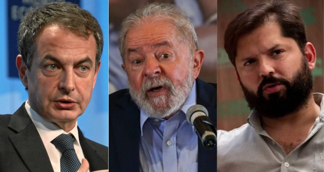 Jose Luiz Zapatero, Lula e Gabriel Boric - Foto: Reprodução; PT