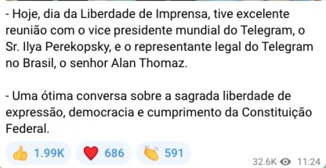 Reprodução: Telegram / Jair Bolsonaro