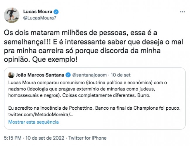 Reprodução Twitter - Lucas Moura