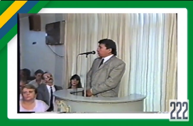Magno Malta em seu primeiro pronunciamento como vereador em Cachoeiro do Itapemirim/ES, em 1993