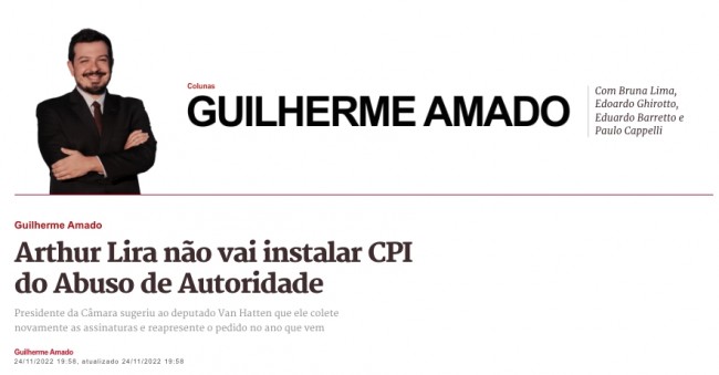 Reprodução: Portal Metrópoles / Coluna - Guilherme Amado