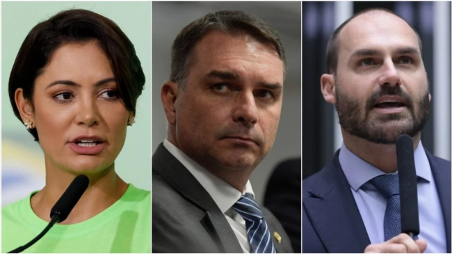 Michelle, Flavio e Eduardo Bolsonaro despontam na corrida pelo Senado - Reprodução internet