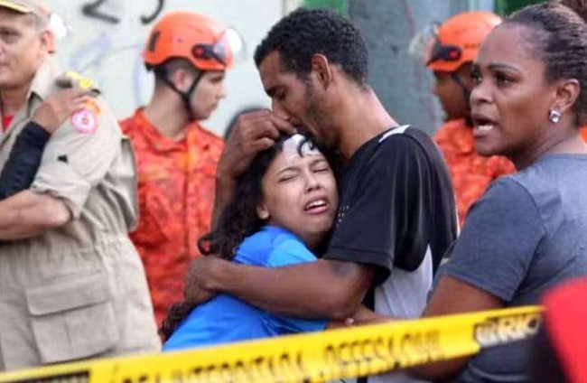 Uma filha e ou marido da vítima fatal.