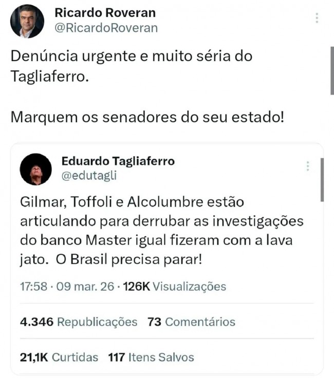 Publicação do diretor Kleber Mendonça Filho