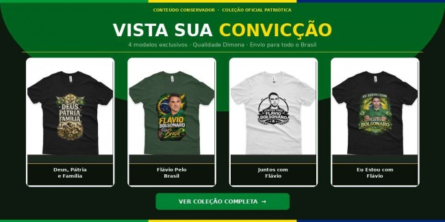 Camiseta de apoio a Flávio Bolsonaro