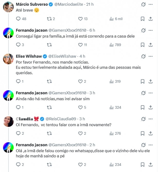 Comentários de internautas sobre Márcio Subverso